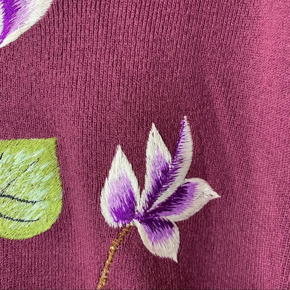 Vintage Lilly of California‎ Purple Sweater Orchids Size Small Pinup Girl Cali S - Picture 10 of 11